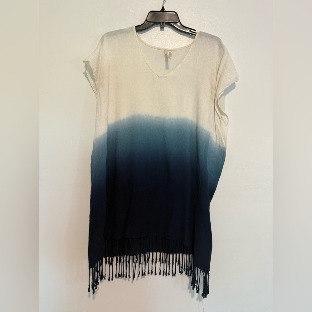 Seafolly Australia  Beach Cover-Up One Size Ombre White/Blue Short Sleeve